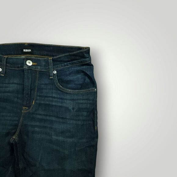 Hudson Jeans Mens 33 Blake Slim Straight Whiskering Mid Rise Stretch Dark Wash - Picture 7 of 12